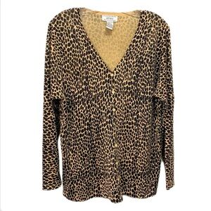 Lord & Taylor Vintage Animal Print Silk Cardigan Women’s Size XXL Plus Size
